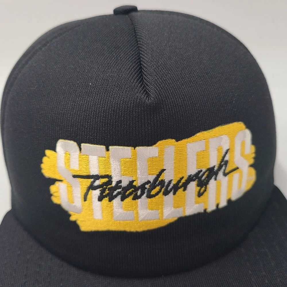 Vintage Pittsburgh Steelers Hat Snapback New Era Black Yellow NFL Foam USA Men